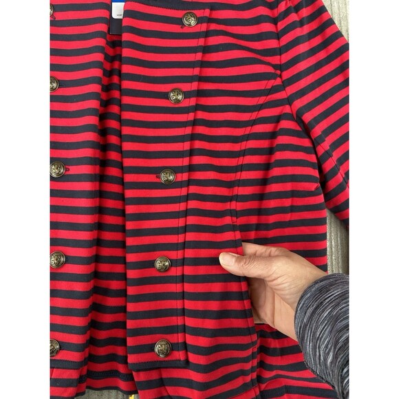 Tommy Hilfiger Striped Double Breasted Knit Blazer Red Navy Jacket Women’s XL - Picture 8 of 16